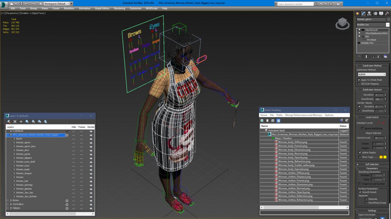 Afro American Woman Kitchen Style Rigged for Modo 3D model