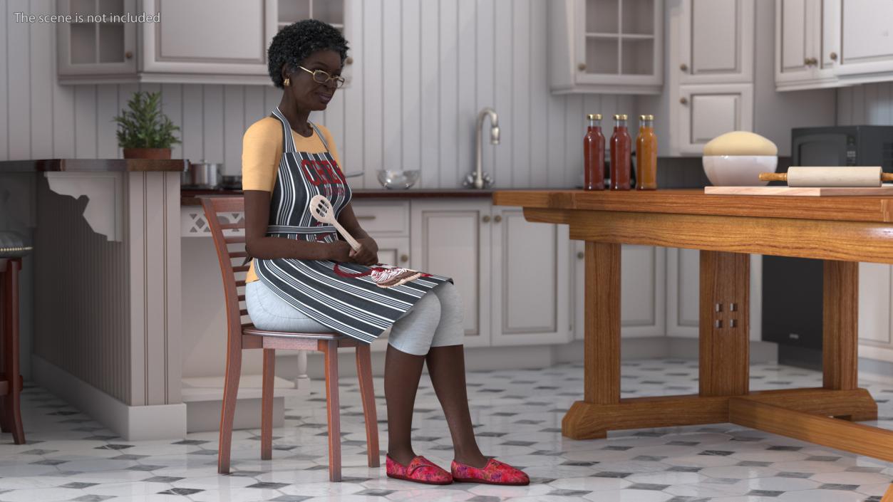 Afro American Woman Kitchen Style Rigged for Modo 3D model