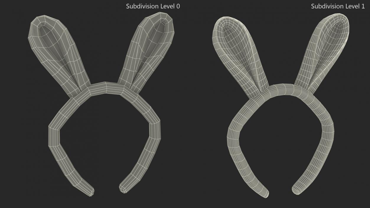 3D Bunny Ears Headband Fur model