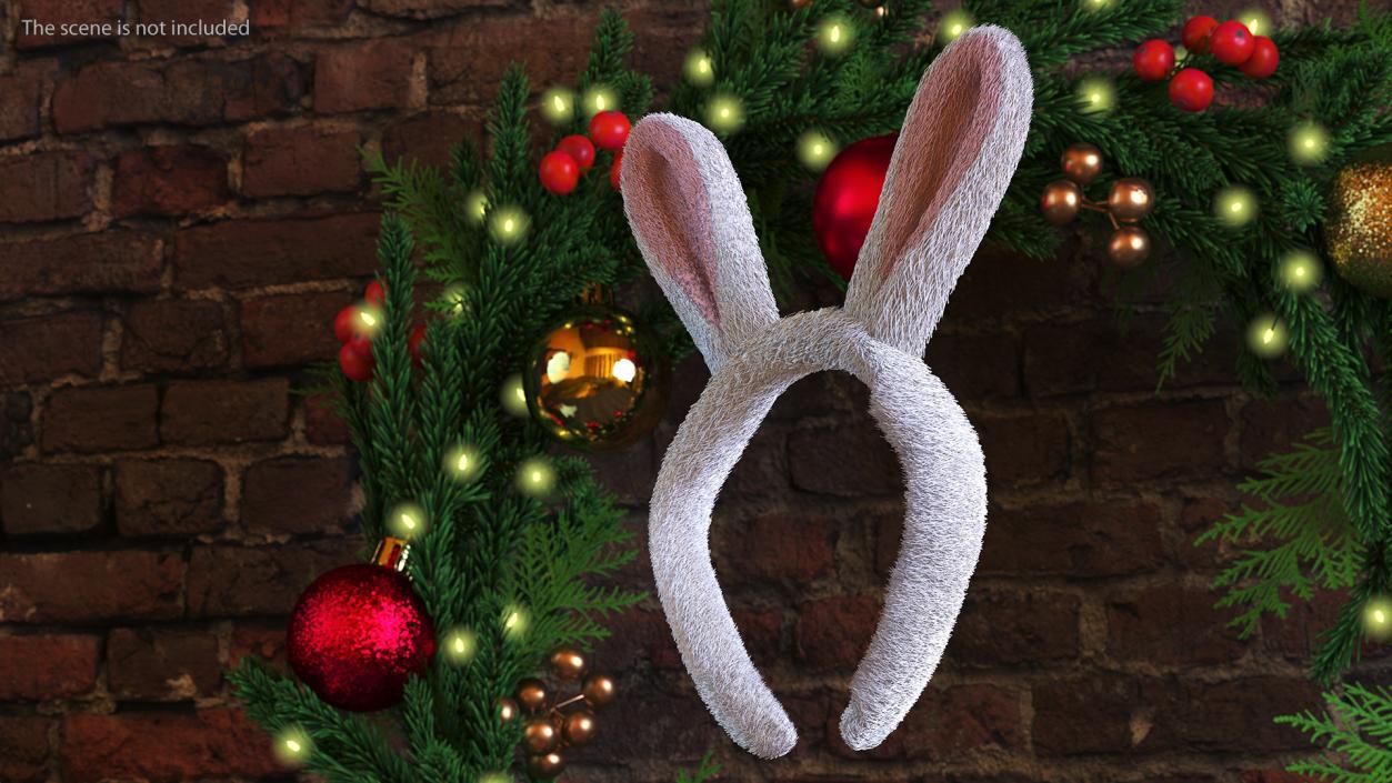 3D Bunny Ears Headband Fur model