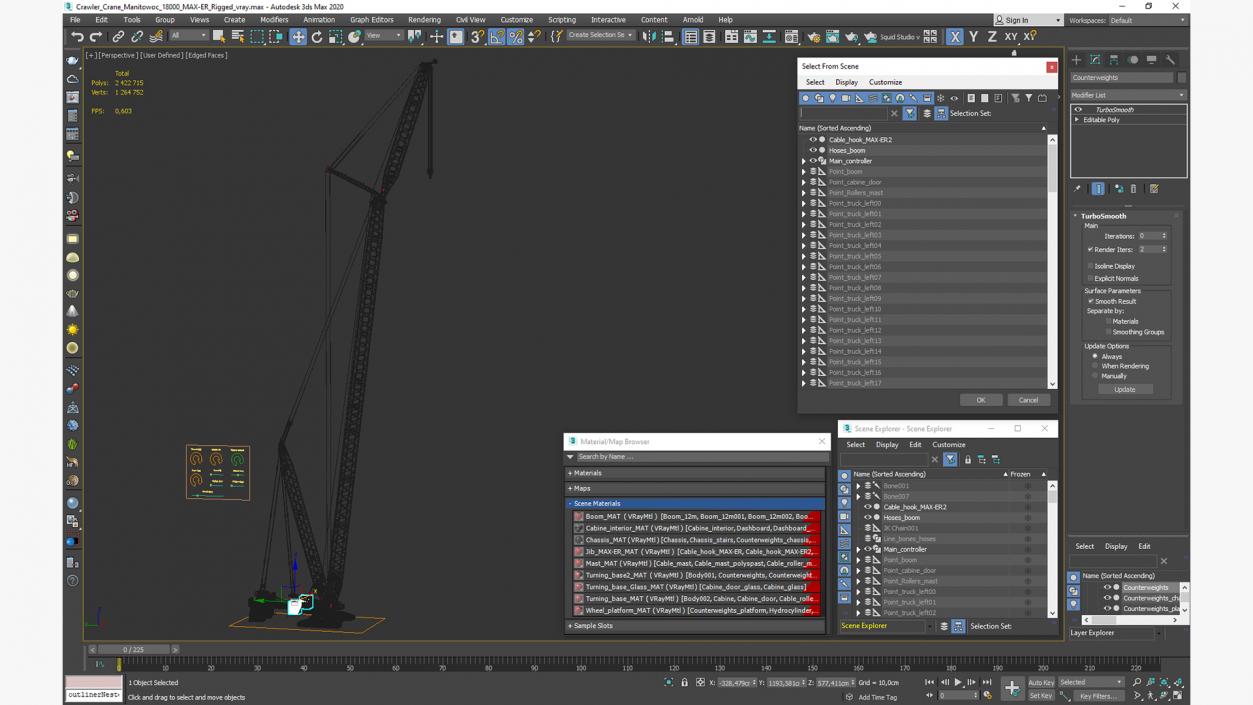 3D Crawler Crane Manitowoc 18000 MAX-ER Rigged model