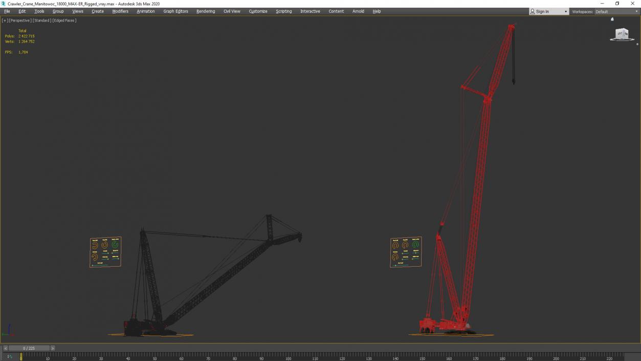 3D Crawler Crane Manitowoc 18000 MAX-ER Rigged model