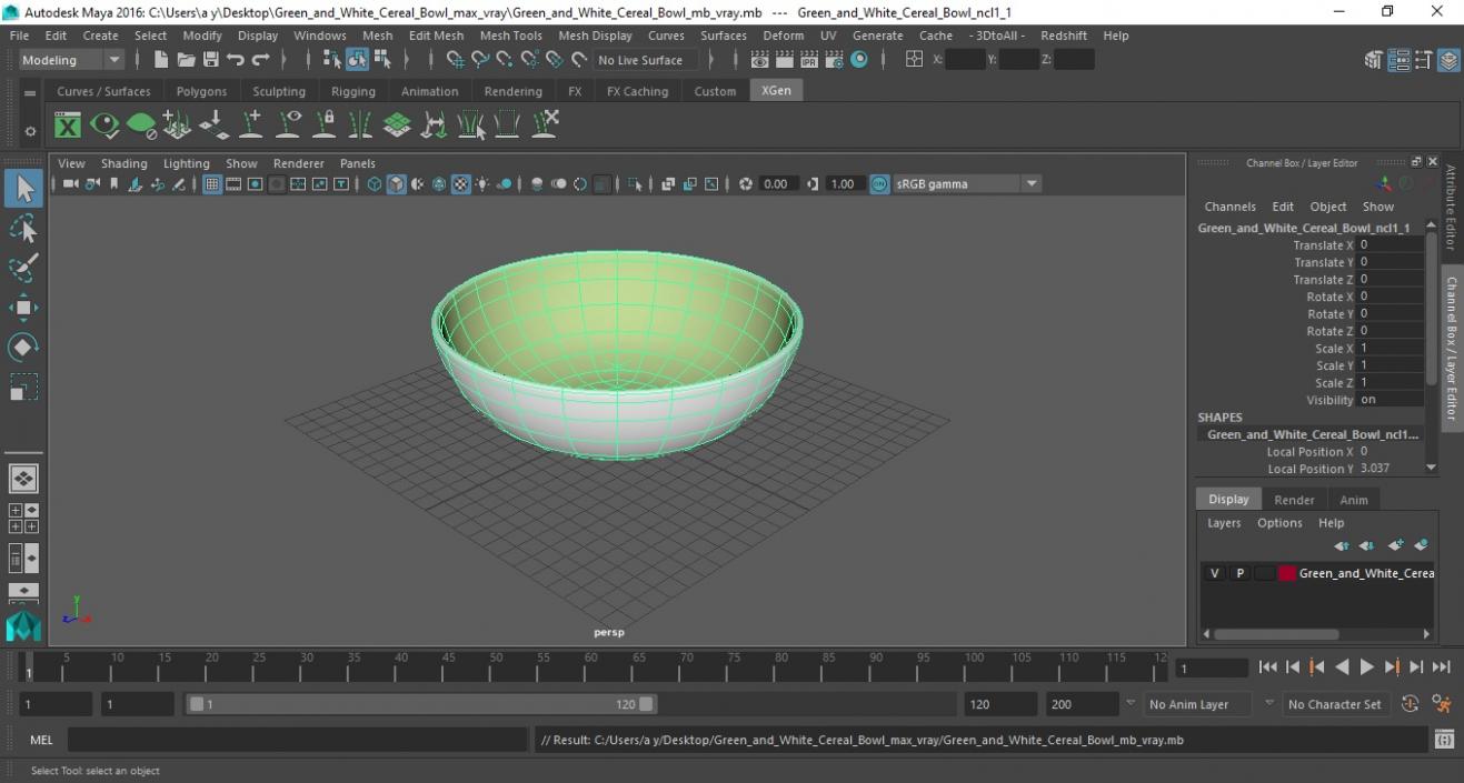 Green and White Cereal Bowl 3D