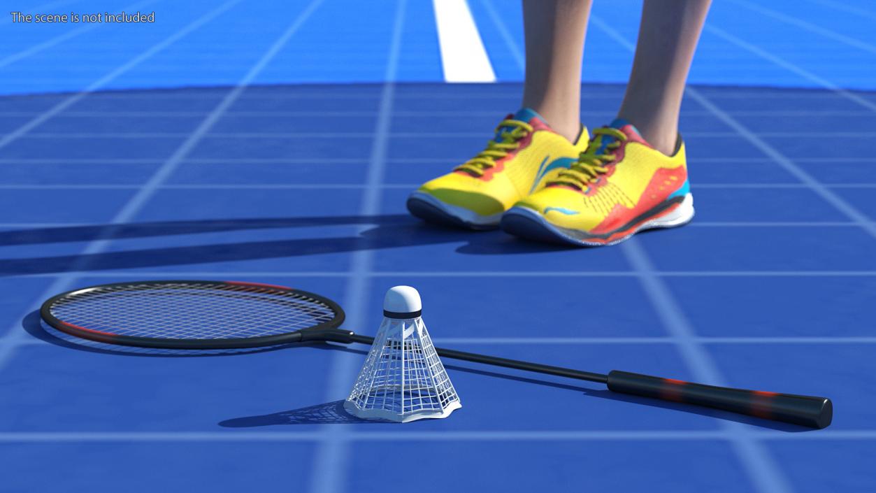 Badminton Racket and Shuttlecock 3D