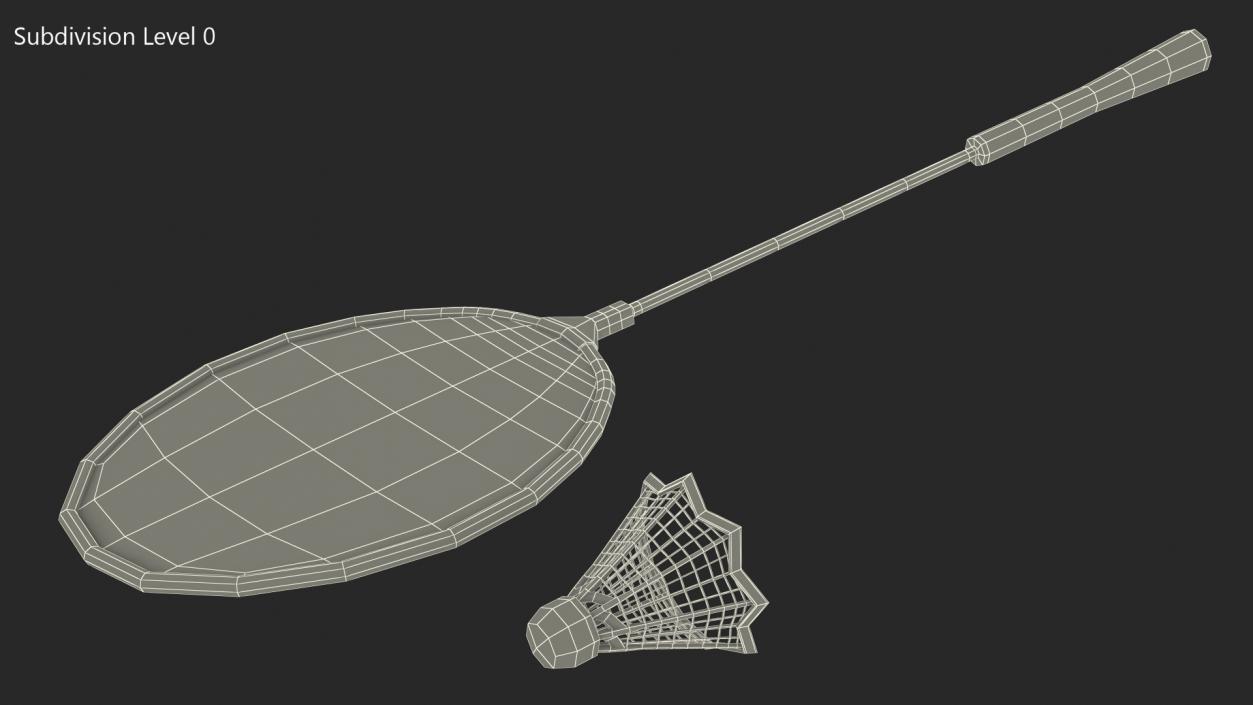 Badminton Racket and Shuttlecock 3D