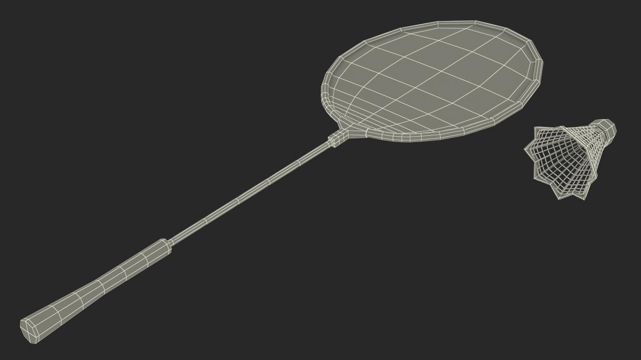 Badminton Racket and Shuttlecock 3D