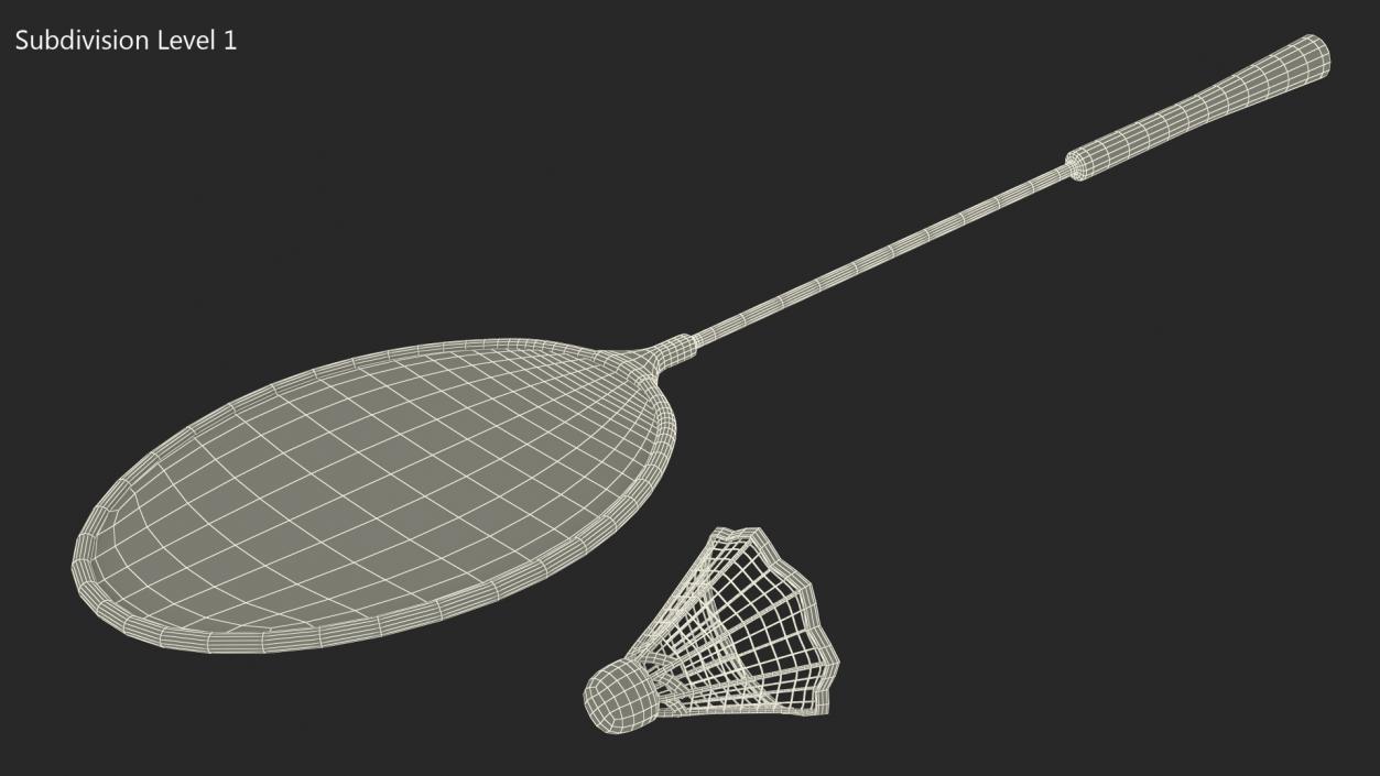 Badminton Racket and Shuttlecock 3D