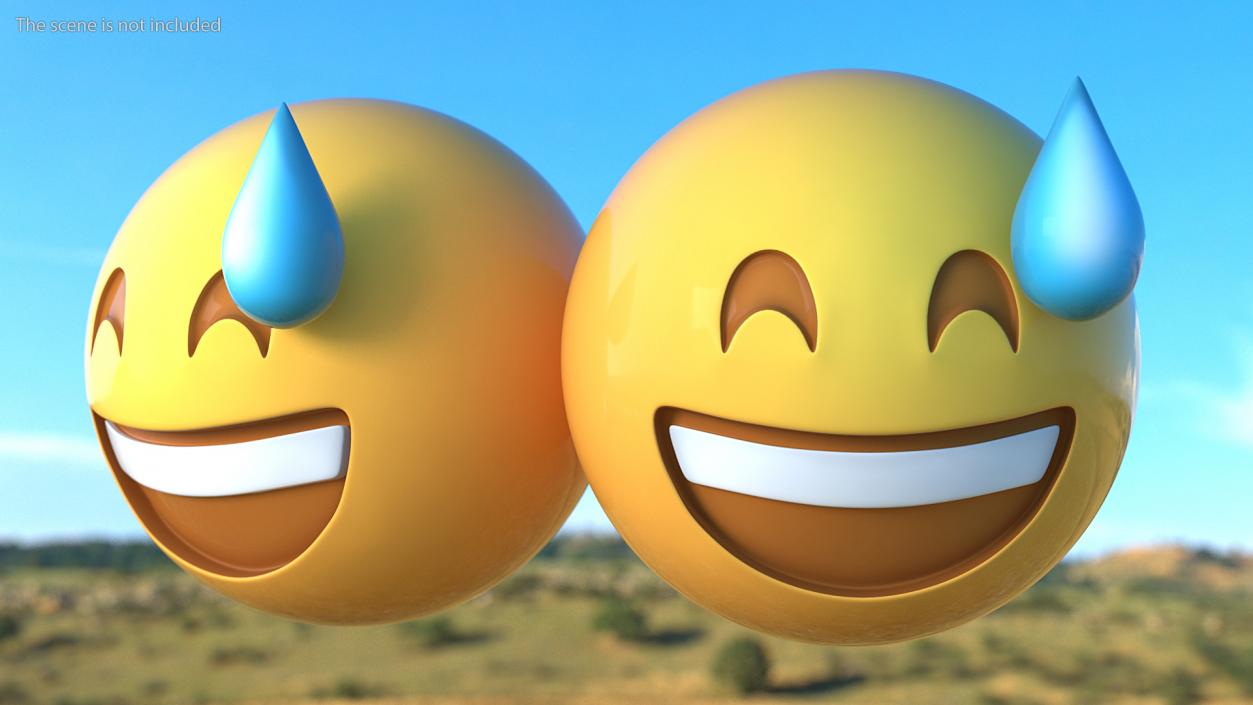 Smiling With Sweat Emoji 3D model