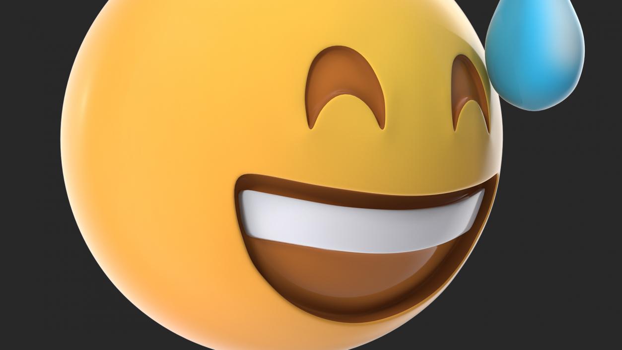 Smiling With Sweat Emoji 3D model