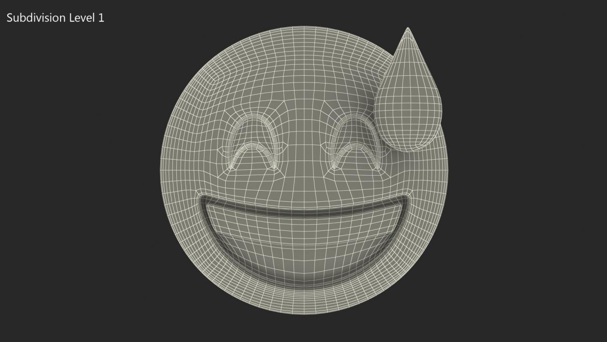 Smiling With Sweat Emoji 3D model