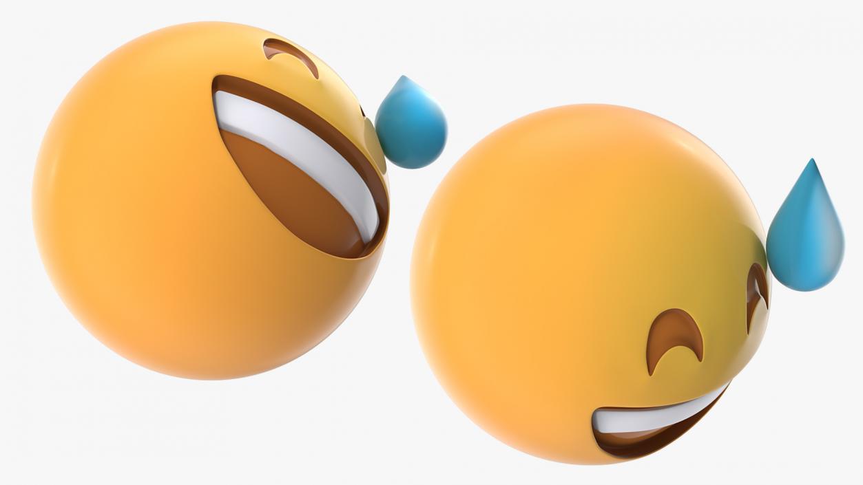 Smiling With Sweat Emoji 3D model