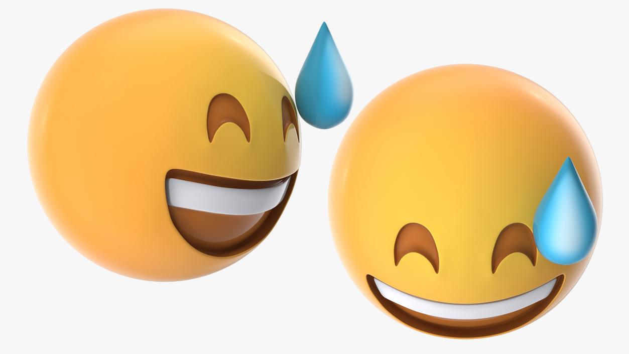 Smiling With Sweat Emoji 3D model