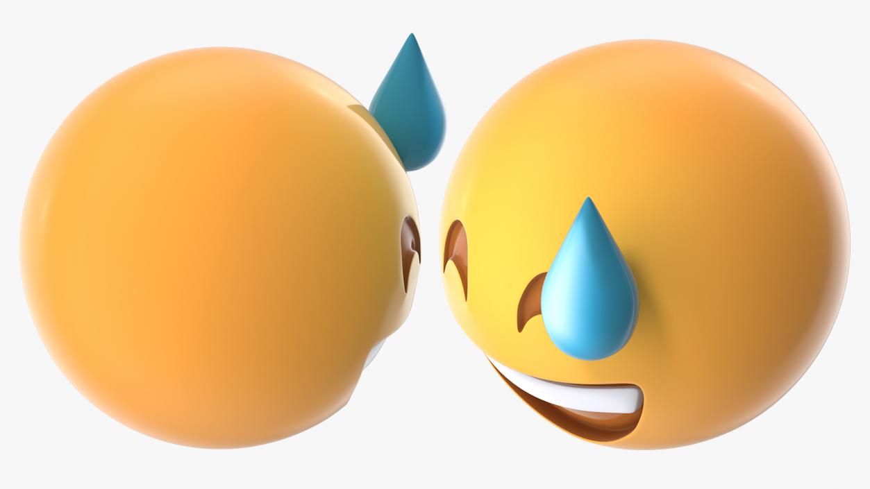 Smiling With Sweat Emoji 3D model