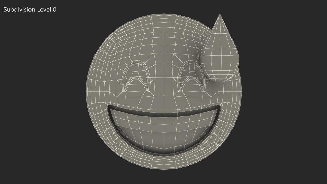 Smiling With Sweat Emoji 3D model