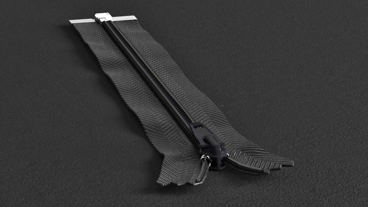 Nylon Coil Separating Zipper Black 3D model