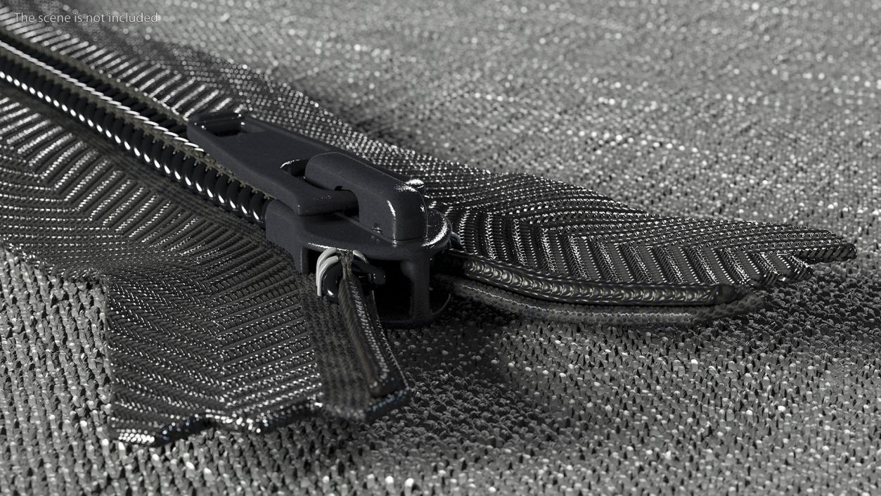 Nylon Coil Separating Zipper Black 3D model