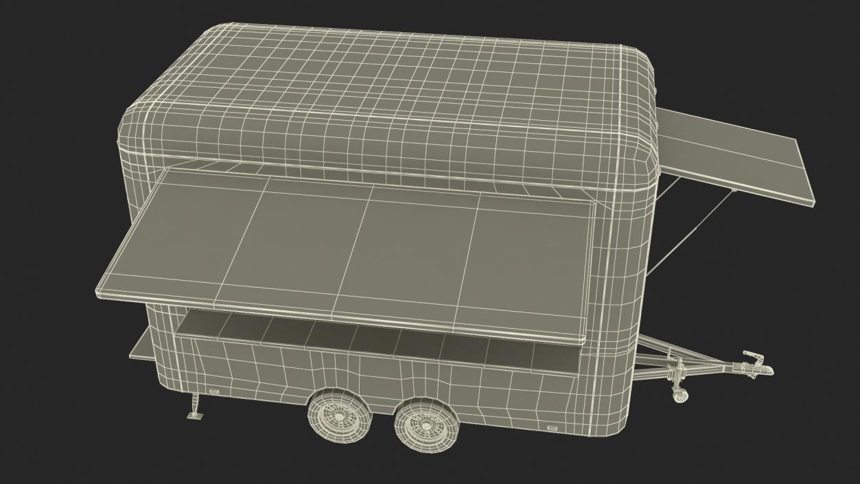 3D Food Trailer Black with Equipment model