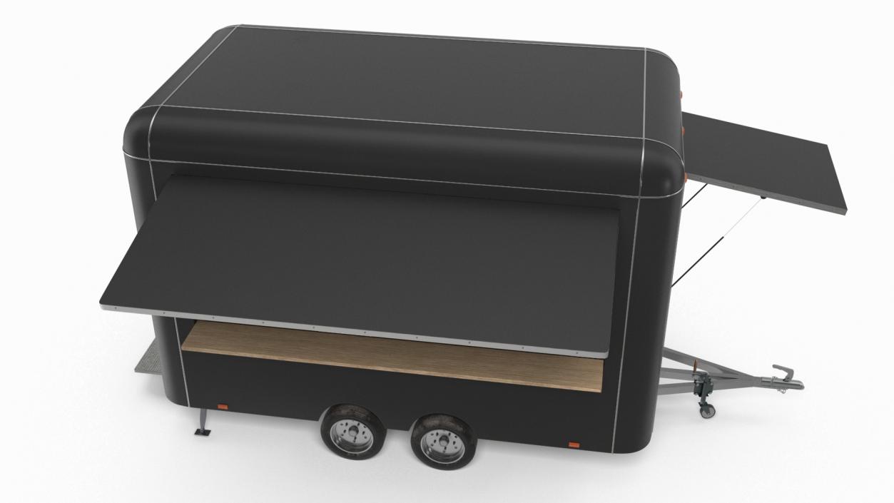 3D Food Trailer Black with Equipment model