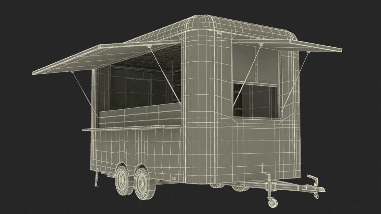 3D Food Trailer Black with Equipment model