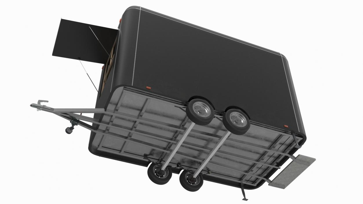 3D Food Trailer Black with Equipment model