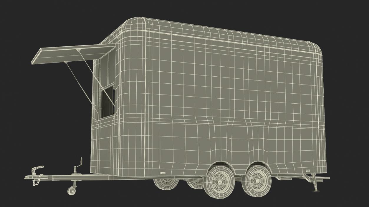 3D Food Trailer Black with Equipment model