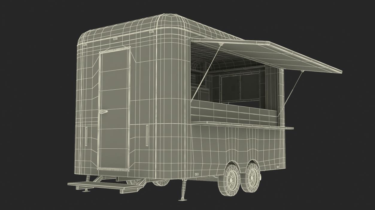 3D Food Trailer Black with Equipment model