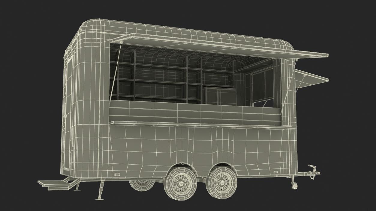 3D Food Trailer Black with Equipment model