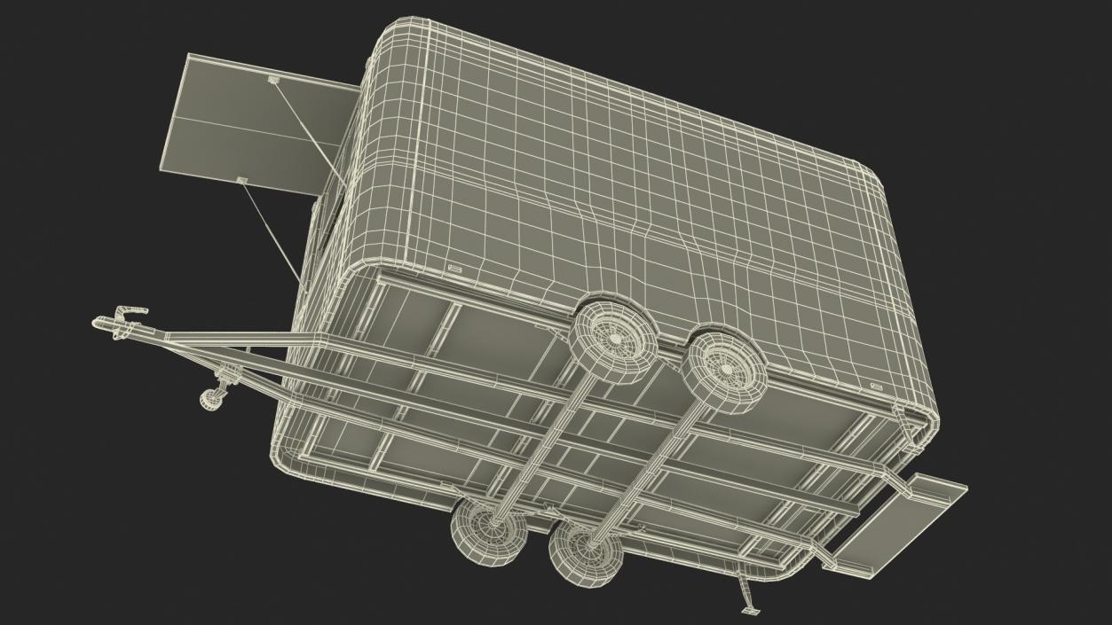 3D Food Trailer Black with Equipment model