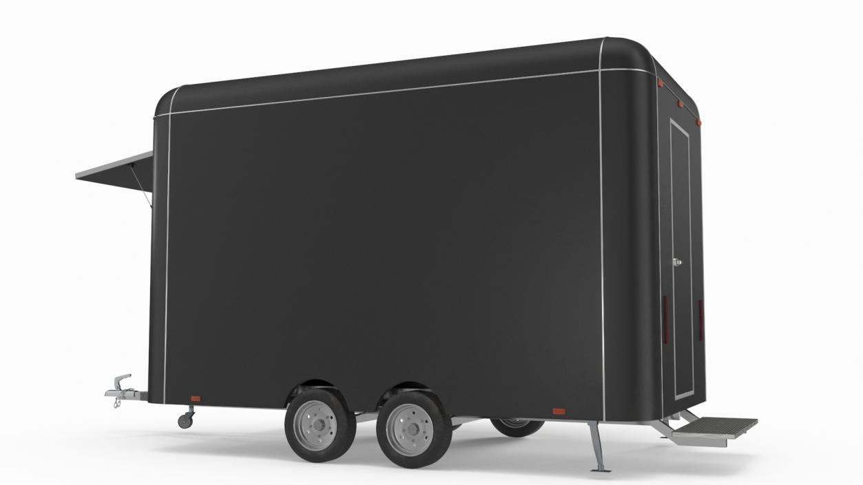 3D Food Trailer Black with Equipment model