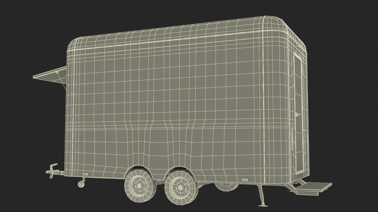 3D Food Trailer Black with Equipment model