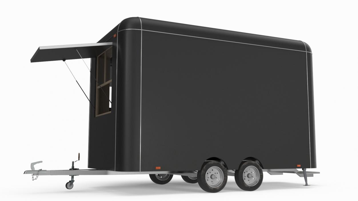 3D Food Trailer Black with Equipment model