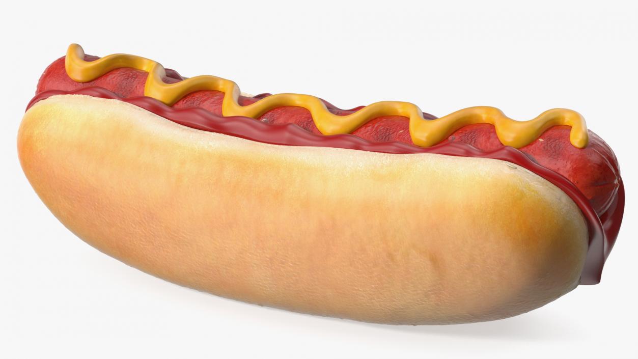 3D Hot Dog with Ketchup Mustard model