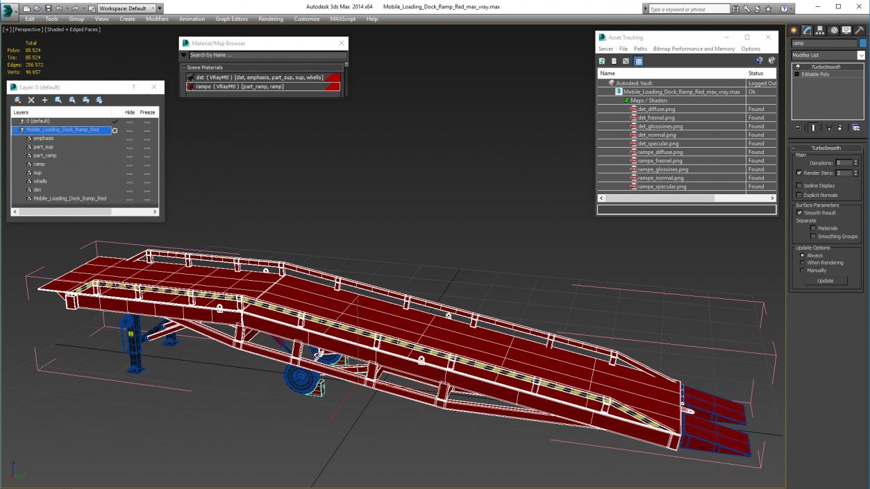 3D Mobile Loading Dock Ramp Red model