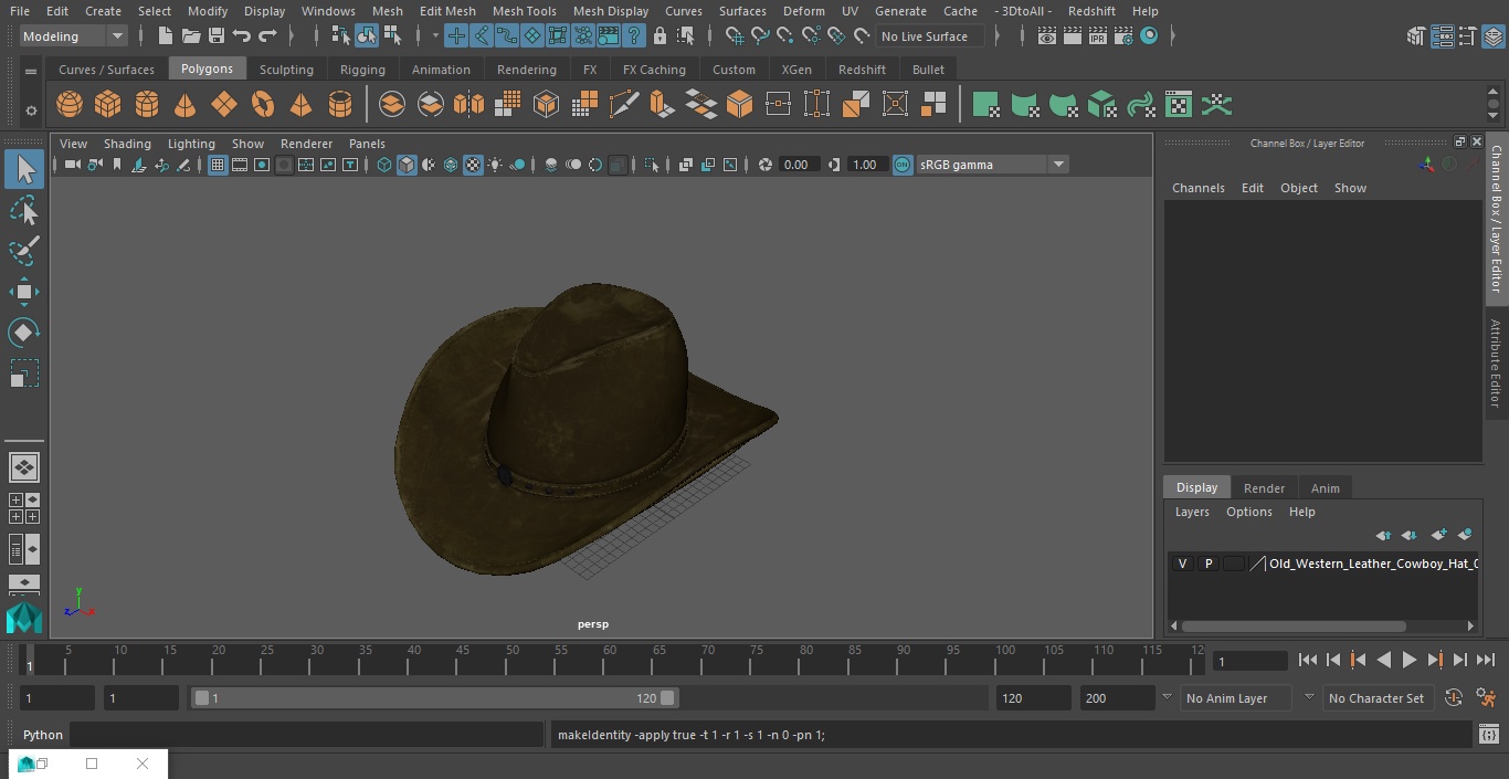 3D model Old Western Leather Cowboy Hat