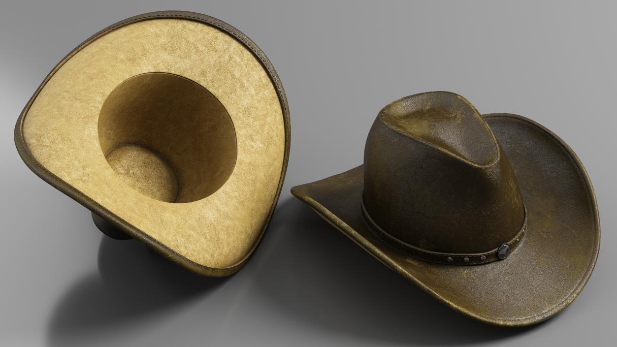 3D model Old Western Leather Cowboy Hat