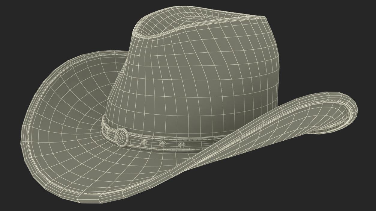 3D model Old Western Leather Cowboy Hat