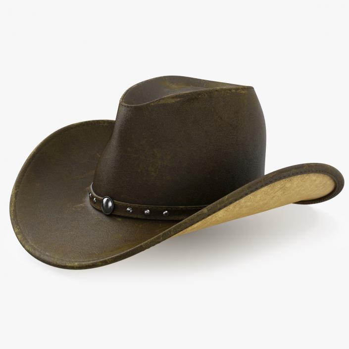 3D model Old Western Leather Cowboy Hat