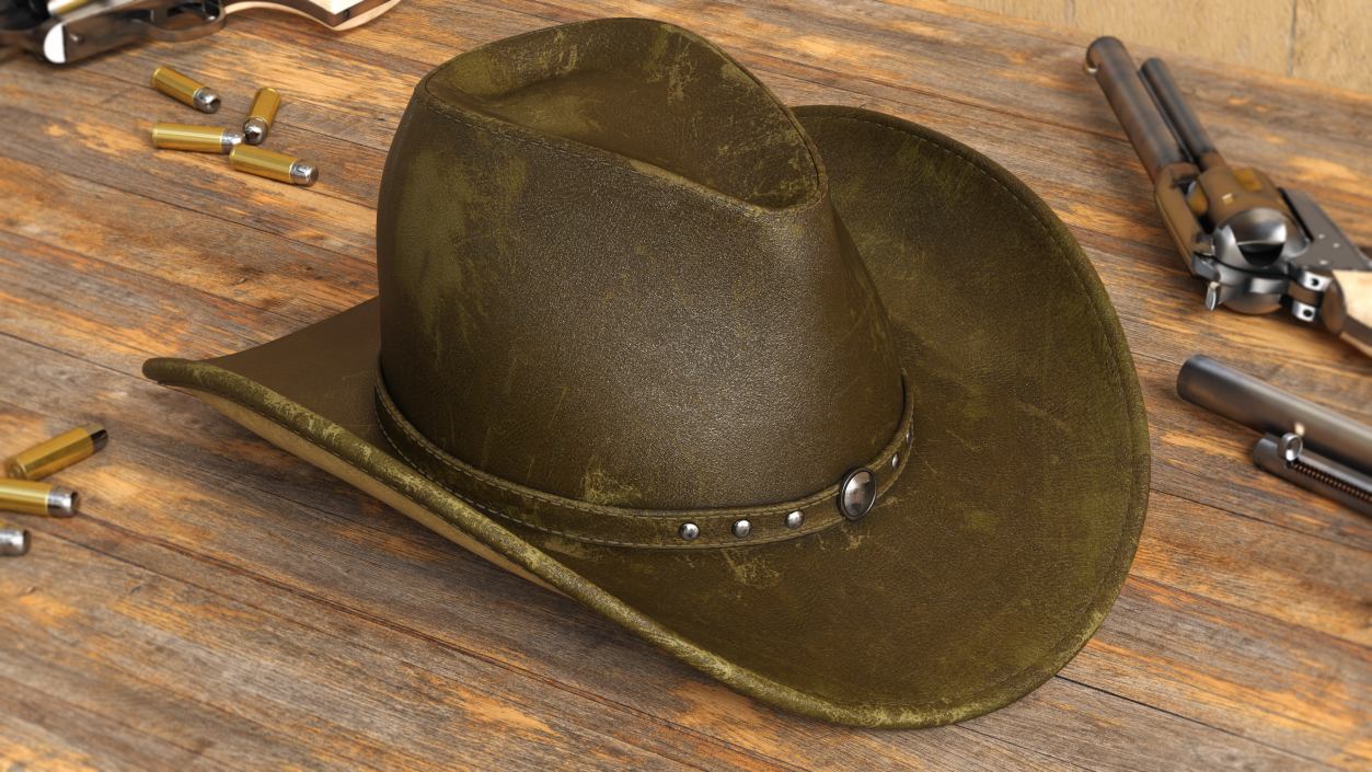 3D model Old Western Leather Cowboy Hat