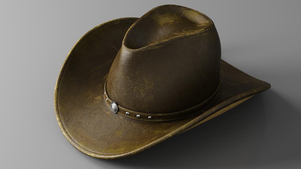 3D model Old Western Leather Cowboy Hat