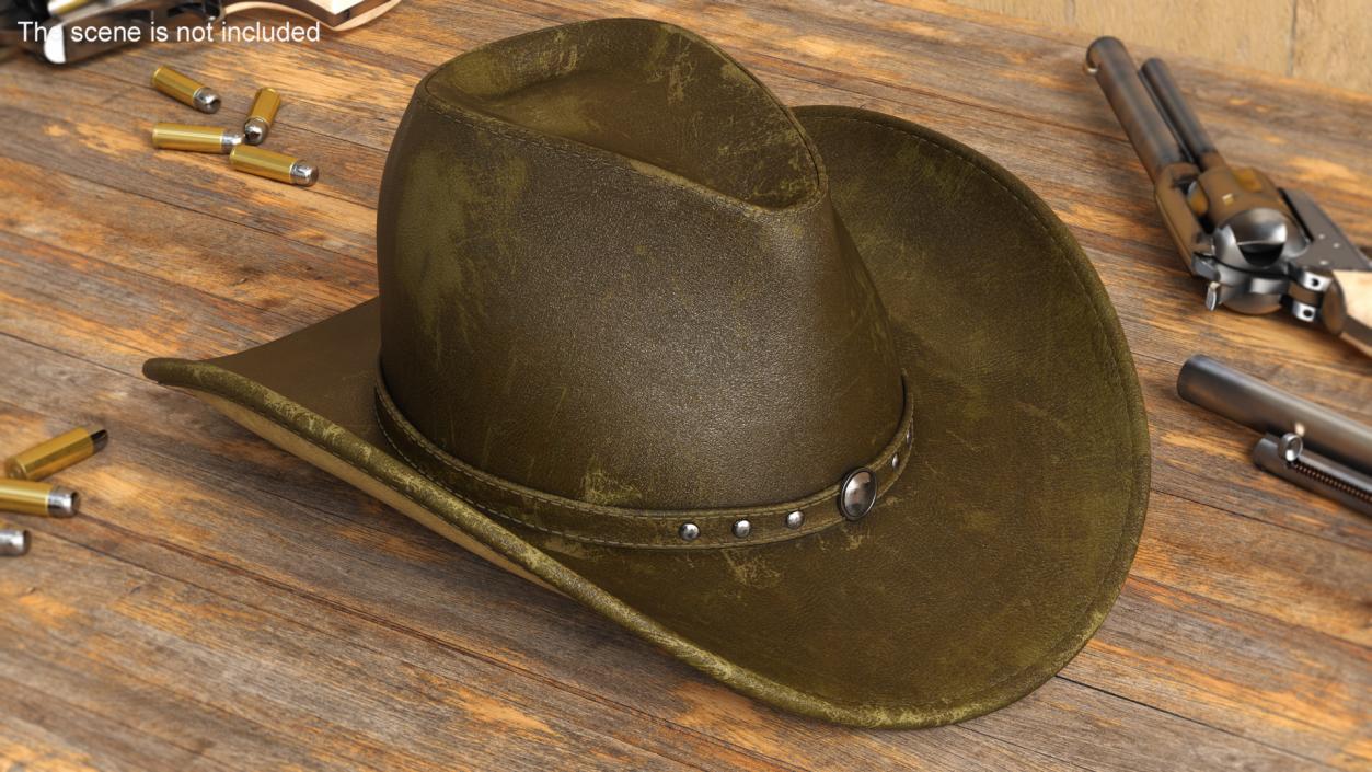 3D model Old Western Leather Cowboy Hat