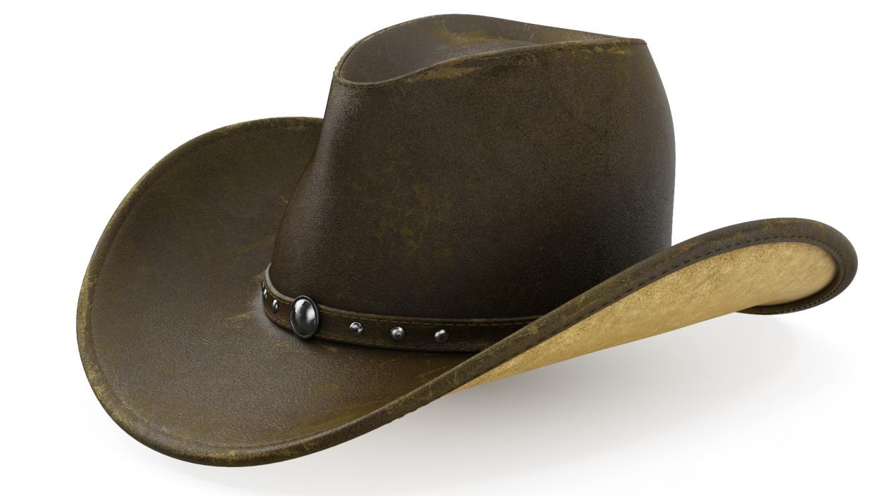 3D model Old Western Leather Cowboy Hat