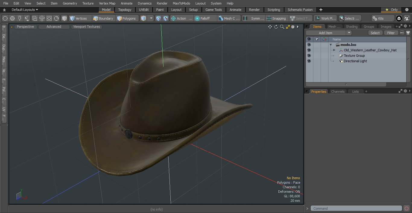 3D model Old Western Leather Cowboy Hat