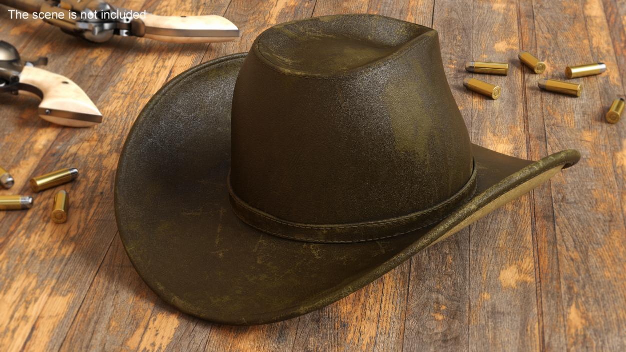 3D model Old Western Leather Cowboy Hat