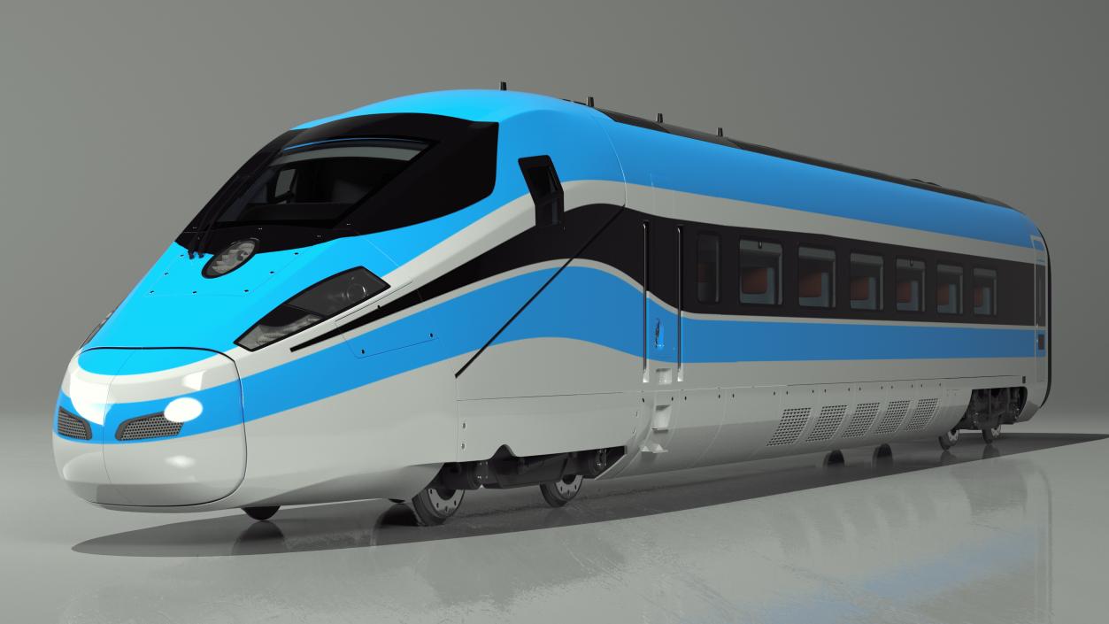 3D model Modern Railway Locomotive Blue