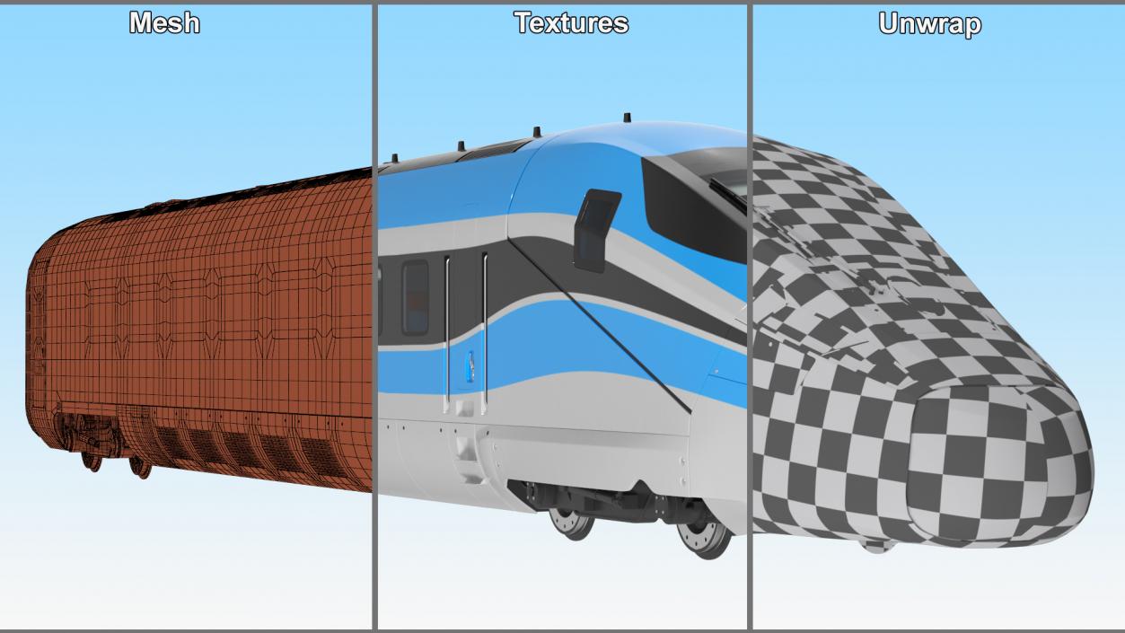 3D model Modern Railway Locomotive Blue