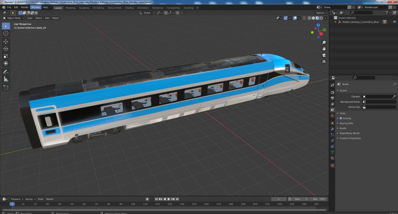 3D model Modern Railway Locomotive Blue