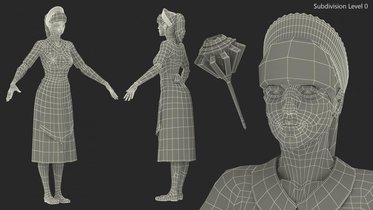 Housekeeping Maid Rigged 3D model