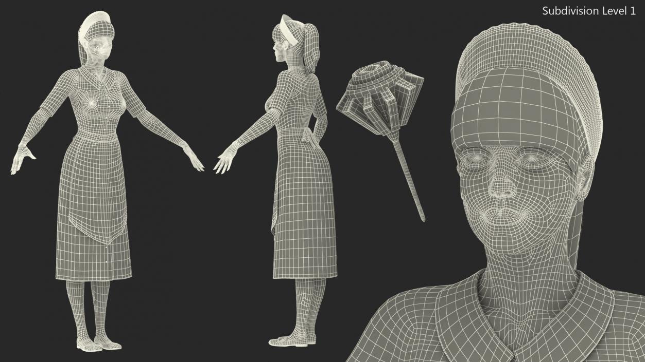 Housekeeping Maid Rigged 3D model