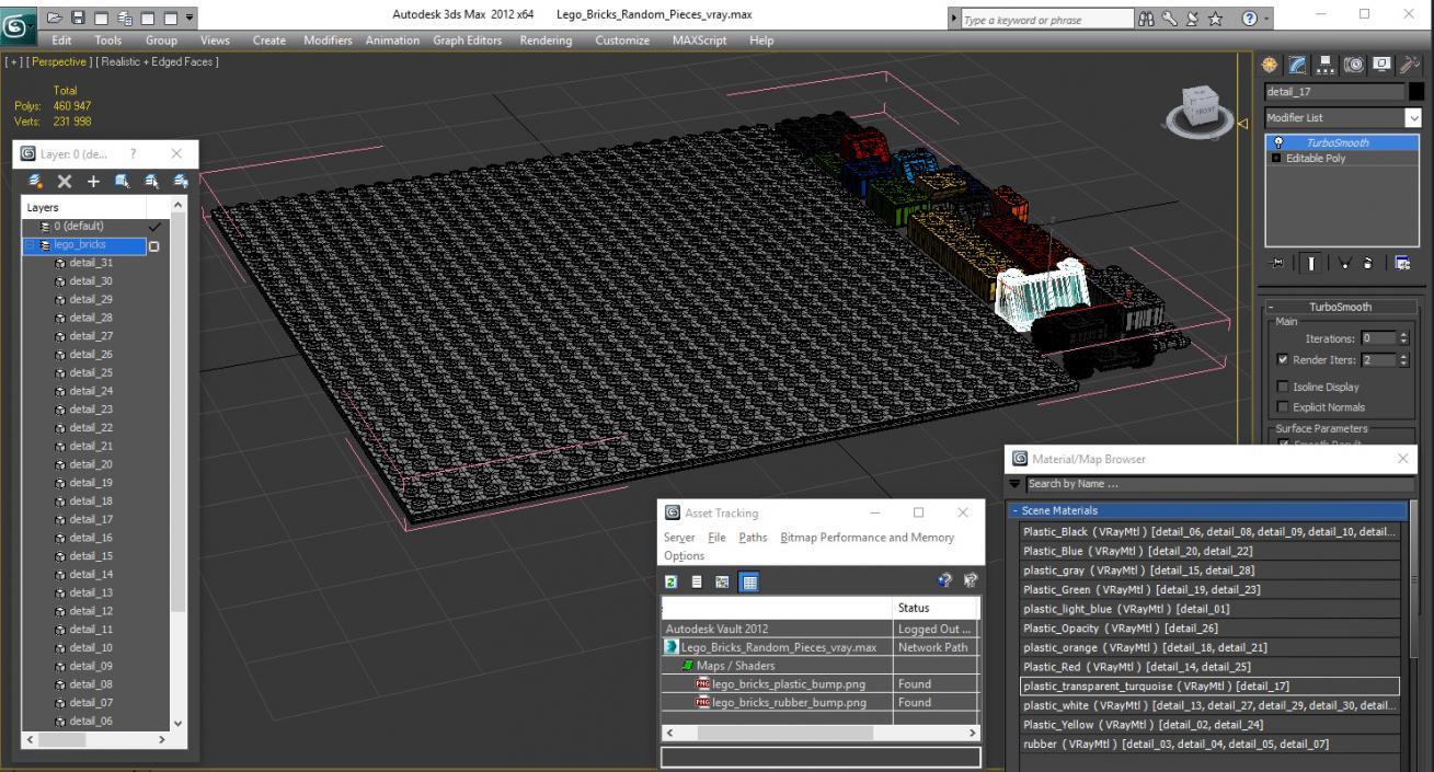 3D Lego Bricks Pieces model