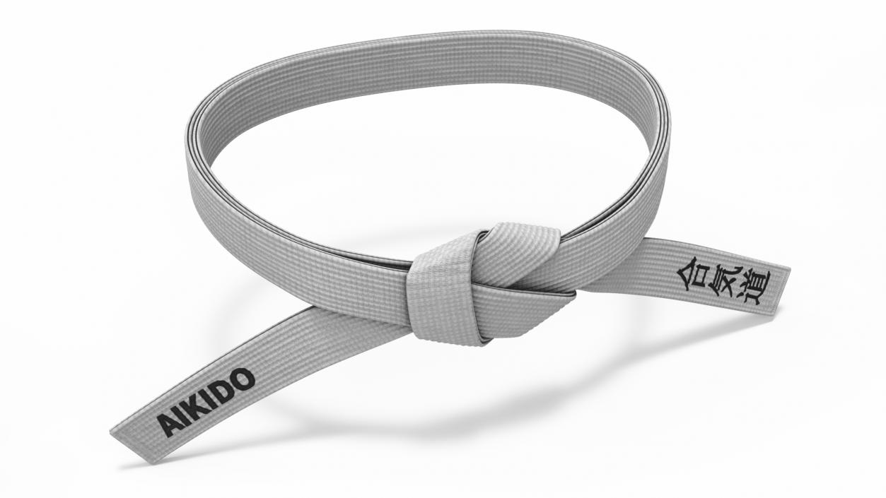 3D Waist White Martial Arts Obi Belts Set model